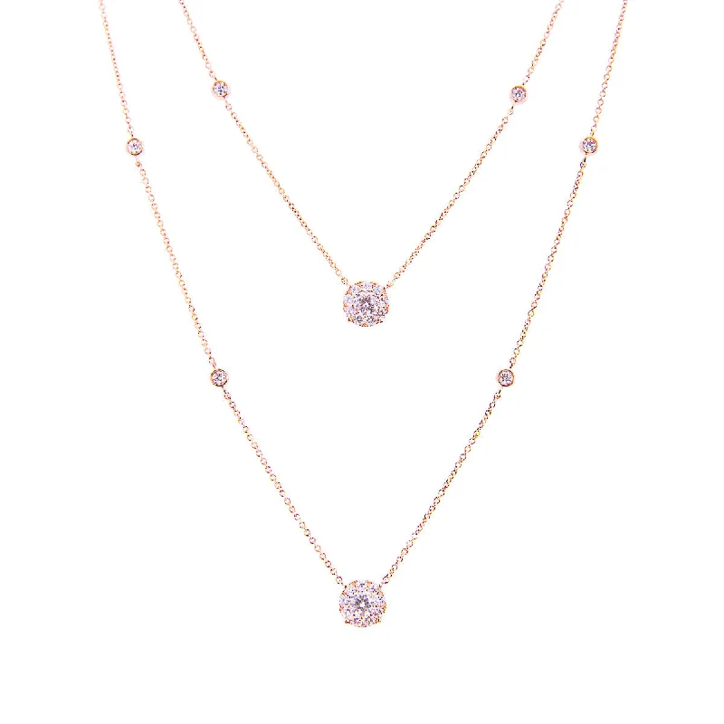 Best necklaces and pendants with turquoise stones for a vibrant boho-chic look-Sabel Collection 14K Rose Gold Diamond Station Double Strand Necklace