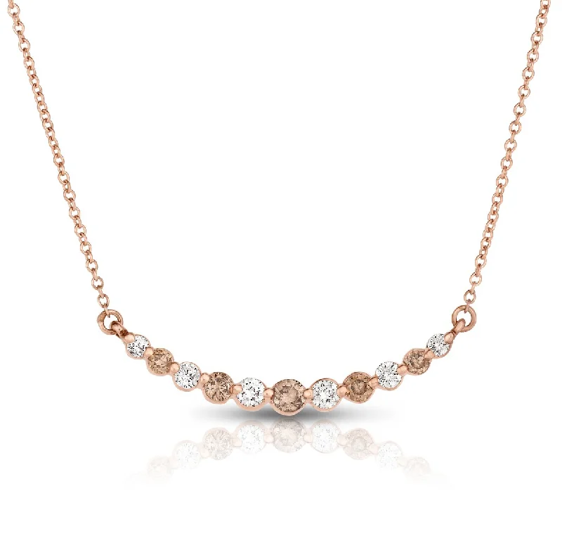 Personalized necklaces and pendants with initials for a customized and meaningful gift-Sabel Collection 14K Rose Gold Mocha and White Diamond Curved Bar Necklace