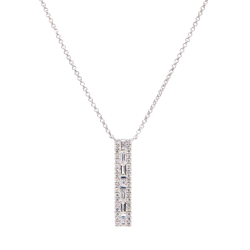 Necklaces and pendants with abstract shapes for a modern, creative appearance-Sabel Collection 14K White Gold Baguette Diamond Drop Necklace