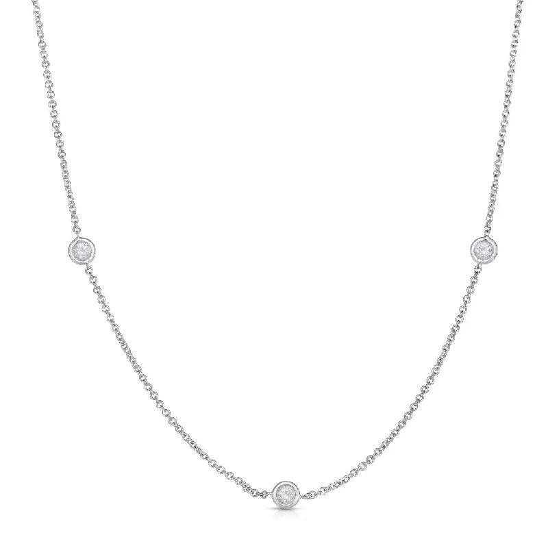 Beautiful necklaces and pendants with tree branch motifs for a nature-inspired design-Sabel Collection 14K White Gold Bezel Set Diamond Station Necklace