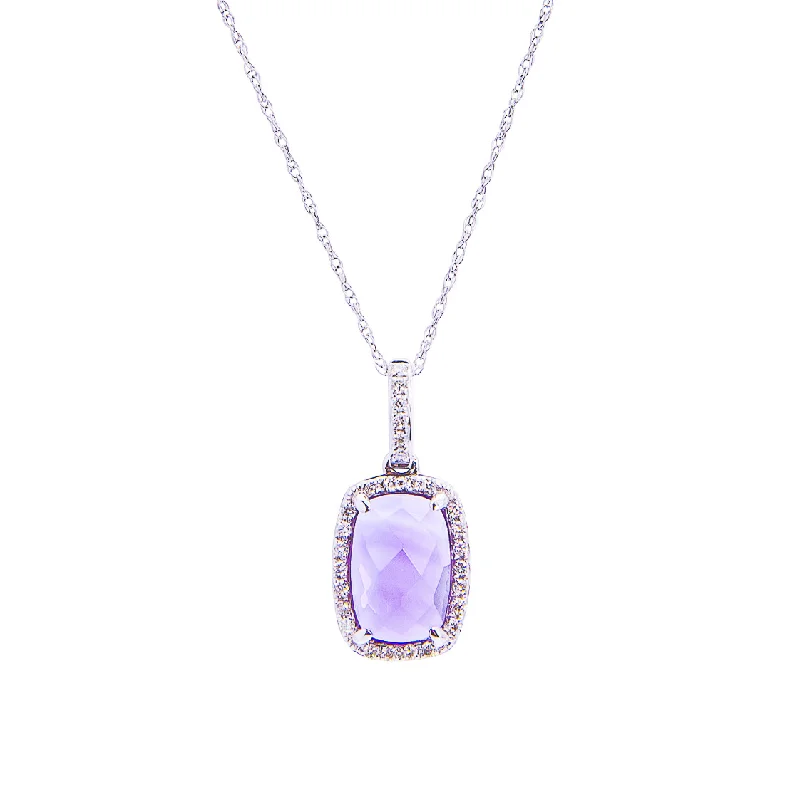 Best necklaces and pendants with adjustable chains for a customizable fit-Sabel Collection 14K White Gold Cushion Cut Amethyst and Diamond Pendant