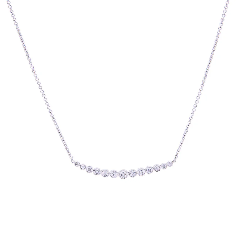 Necklaces and pendants with pearls for a classic and sophisticated touch-Sabel Collection 14K White Gold Diamond Bezel Set Curved Bar with Milgrain Accents Necklace