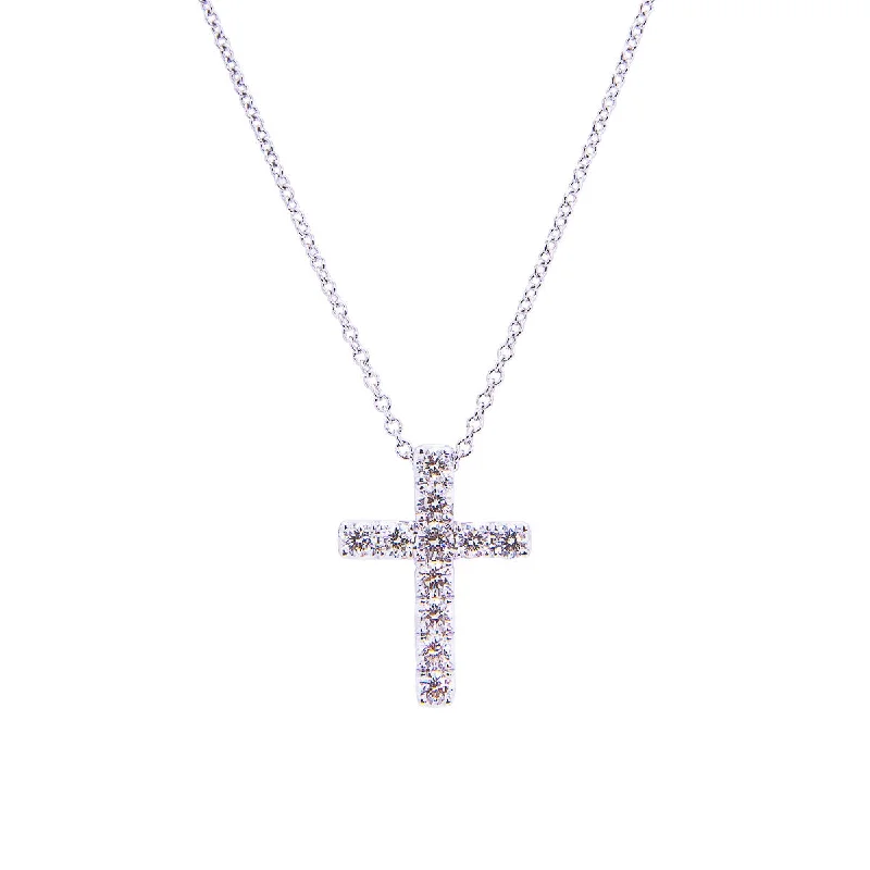 Best necklaces and pendants with floral designs for a feminine and elegant feel-Sabel Collection 14K White Gold Diamond Cross Pendant Necklace