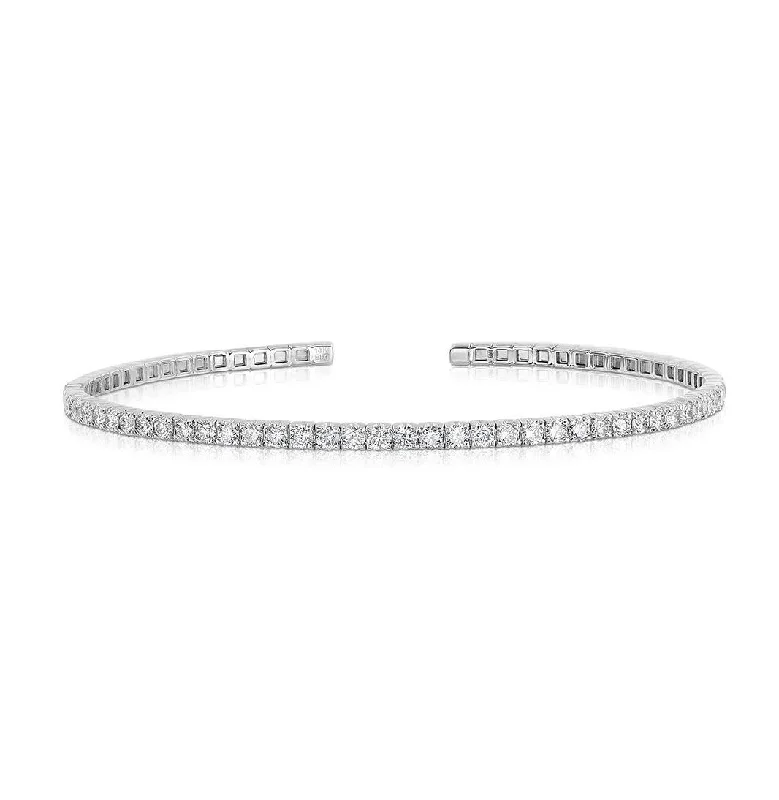 Necklaces and pendants with custom engravings for a personal, meaningful gift-Sabel Collection 14K White Gold Diamond Cuff