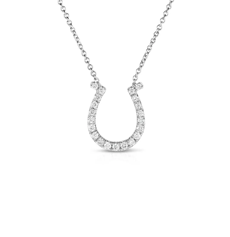 Best necklaces and pendants with cubic zirconia for a budget-friendly dazzling effect-Sabel Collection 14K White Gold Diamond Horseshoe Necklace