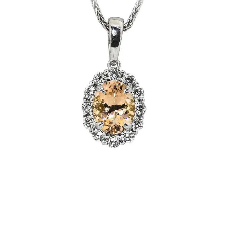 Best necklaces and pendants with black diamonds for an edgy, bold statement-Sabel Collection 14K White Gold Oval Morganite and Diamond Pendant