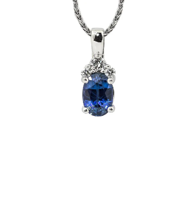 Best necklaces and pendants with heart-shaped lockets for a sentimental keepsake-Sabel Collection 14K White Gold Oval Sapphire and Diamond Cluster Pendant