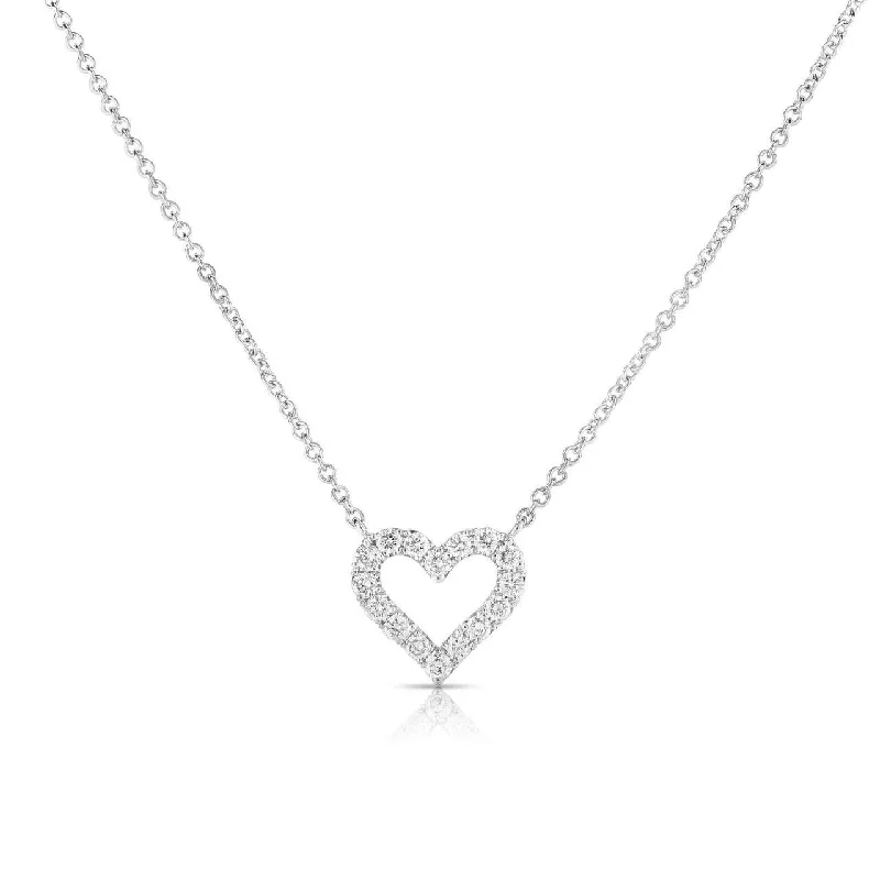 Best necklaces and pendants with intricate beadwork for a bohemian-inspired look-Sabel Collection 14K White Gold Round Diamond Heart Pendant