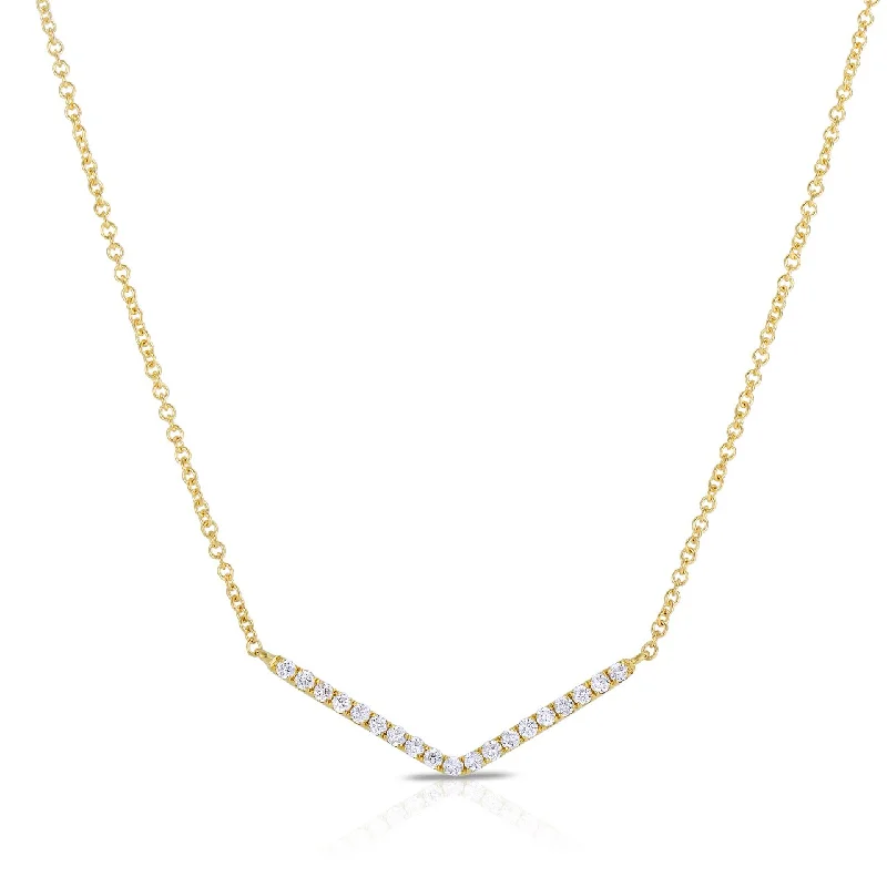 Simple necklaces and pendants with tiny charms for a delicate and casual vibe-Sabel Collection 14K Yellow Gold Diamond "V" Necklace