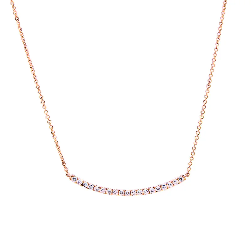 Unique necklaces and pendants with vintage-inspired designs for timeless appeal-Sabel Collection 18K Rose Gold Curved Round Diamond Necklace