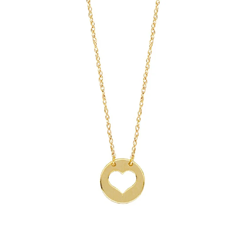 Best necklaces and pendants with floral designs for a feminine and elegant feel-Sabel Everyday Collection 14K Yellow Gold Cutout Heart Mini Disc Necklace