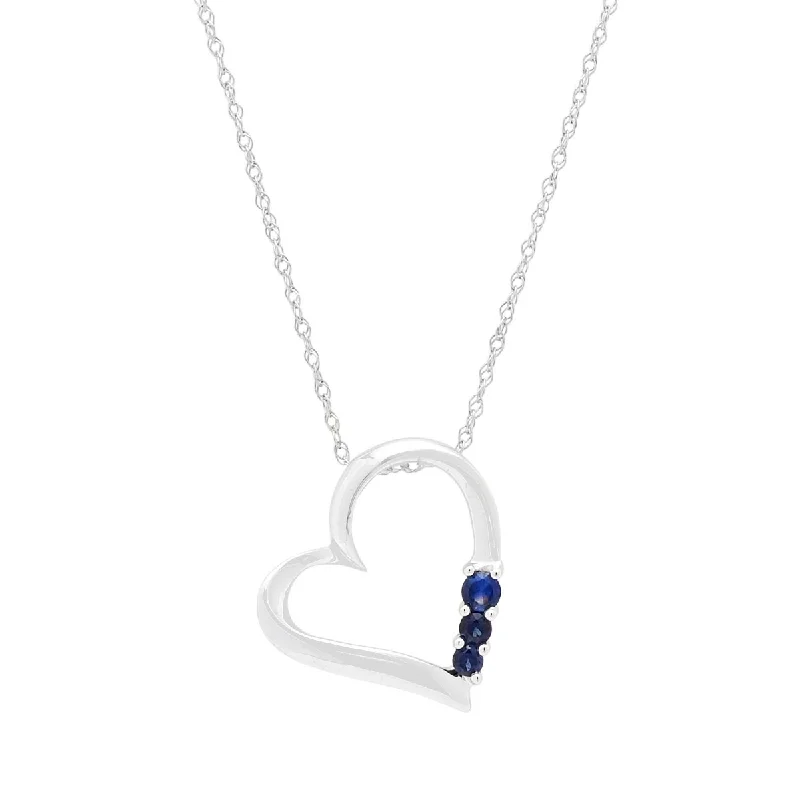 Beautiful necklaces and pendants with natural stones for an earthy, organic vibe-Sapphire Heart Necklace in 10kt White Gold