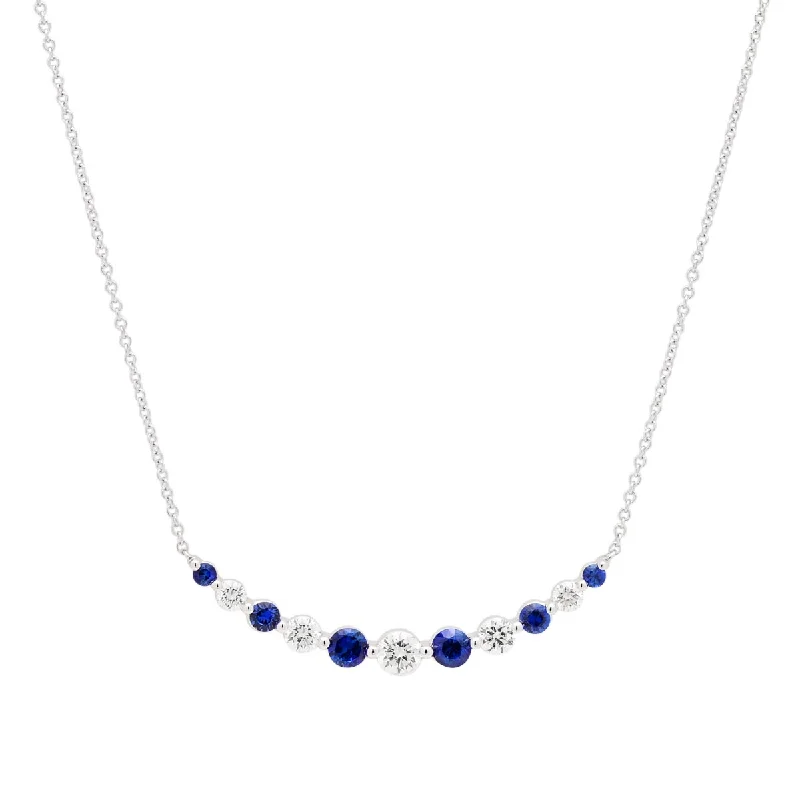 Best necklaces and pendants with cross pendants for a spiritual, meaningful symbol-Sapphire Bar Necklace in 18kt White Gold with Diamonds (1/2ct tw)