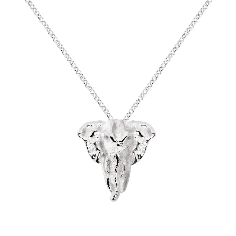 Beautiful necklaces and pendants with diamond-encrusted designs for maximum sparkle-Silver Elephant Necklace