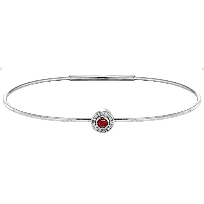 Stackable bangle bracelets with customizable charms for a personalized collection-Birth Gems Ruby Bangle