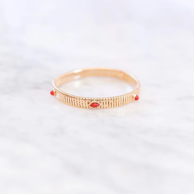 Best bangle bracelets with infinity symbols for a design full of meaning and charm-Spring Chain Orange Stone Bracelet