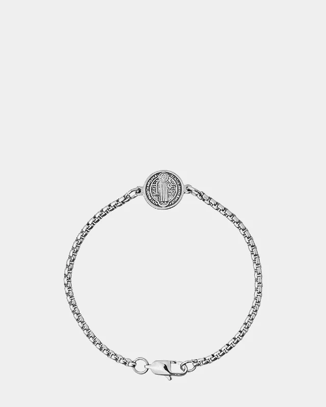 Best bangle bracelets with intricate filigree patterns for an elegant and detailed finish-St Benedict's Silver Bracelet