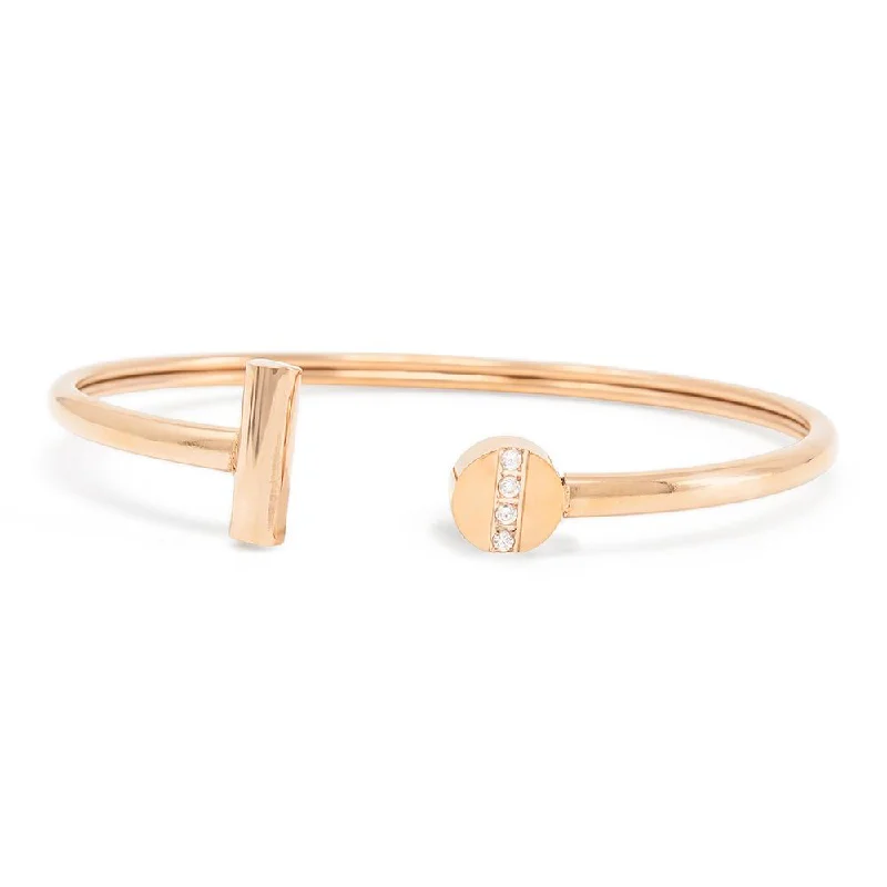 Vintage-inspired bangle bracelets with antique finishes for a retro, nostalgic style-Stainless Steel Bangle Circle Bar Pave Rose Gold Plated