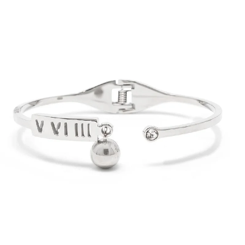 Stainless steel bangle bracelets with polished finishes for a sleek and durable design-Stainless Steel Bangle Roman Nr Ball