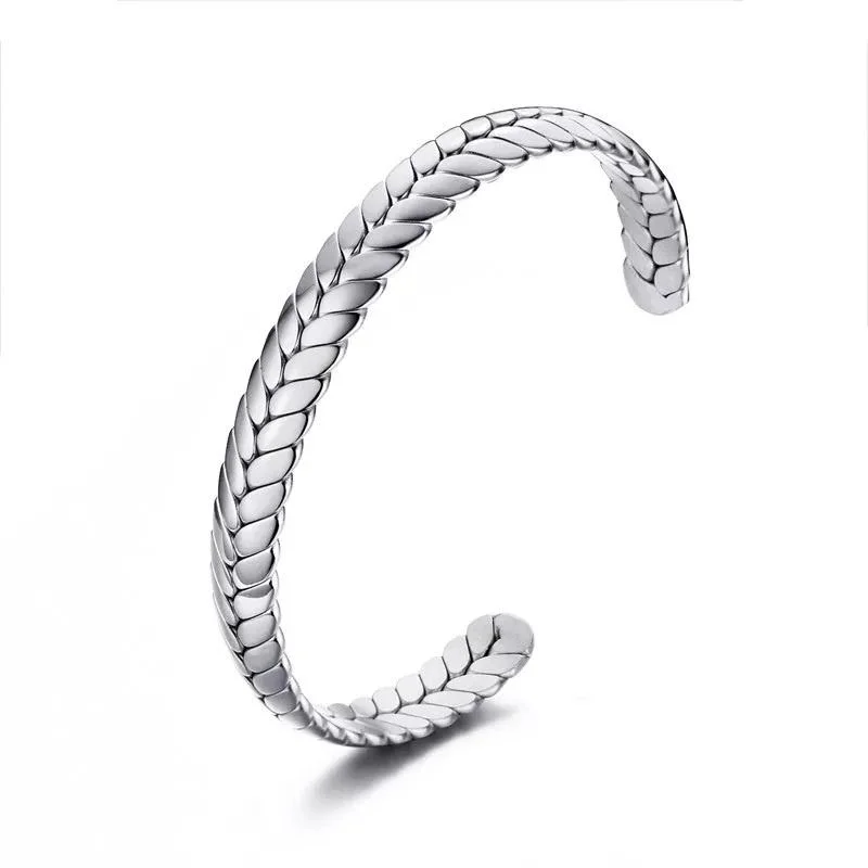 Best bangle bracelets with solid gold for an elegant and luxurious design-Stainless Steel Braided Cuff Bangle steel