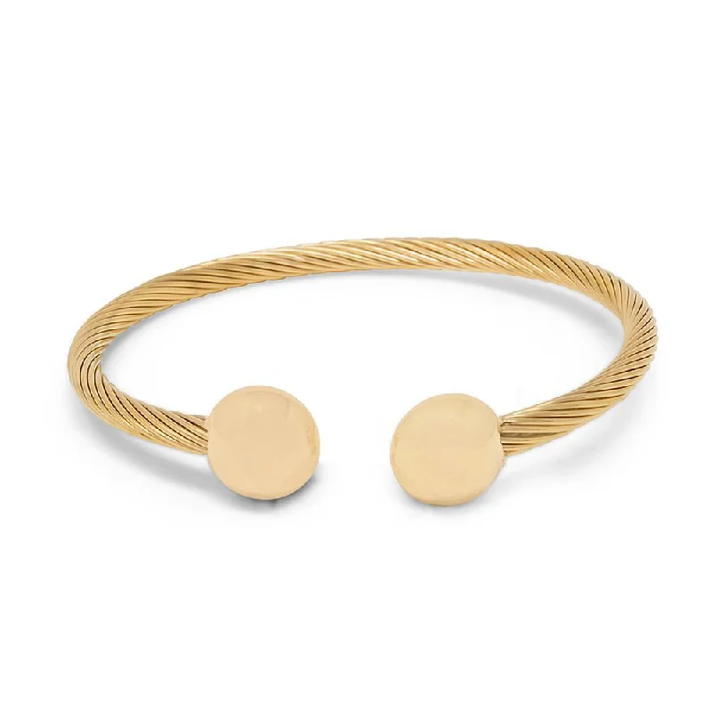 Sleek bangle bracelets with modern metallic finishes for a polished, chic design-Stainless Steel Cable Bangle with Magnet Ends Gold Plated