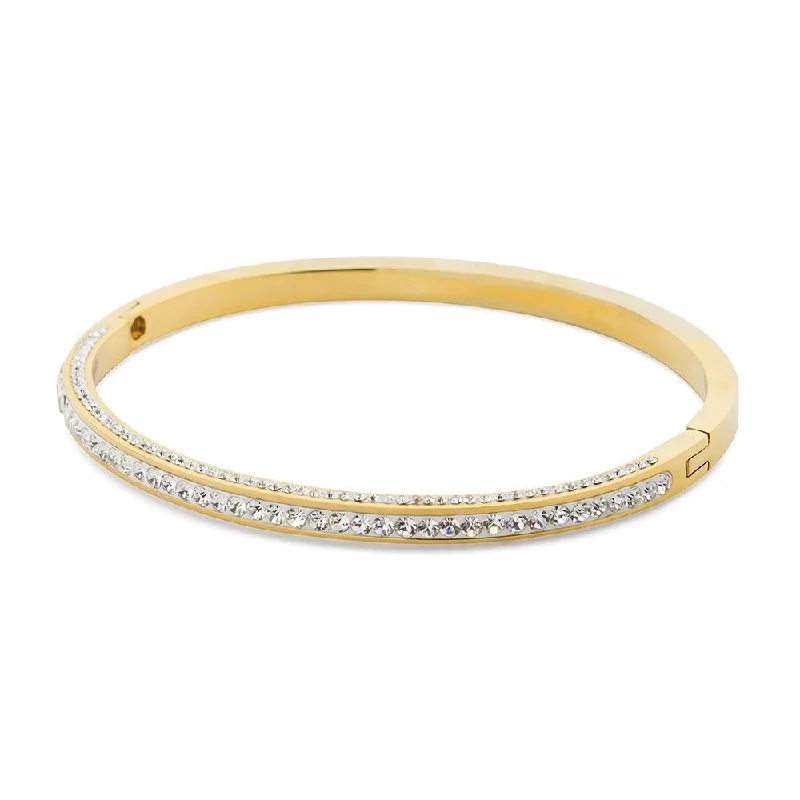 Best bangle bracelets with cubic zirconia inlays for affordable elegance and sparkle-Stainless Steel Eternity Crystal Bangle Gold Plated