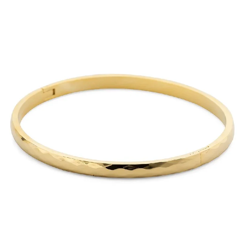 Colorful bangle bracelets with enamel details for a playful and youthful style-Stainless Steel Hinged Textured Bangle Gold Plated