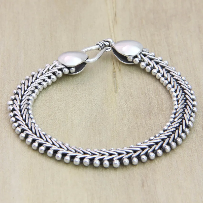 Best bangle bracelets with customizable charms for a personalized, unique piece-Sterling Silver Herringbone Chain Bracelet