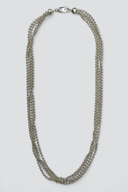 Best necklaces and pendants with sterling silver for an affordable yet stylish choice-Sterling Silver Multi Strand Bead Necklace