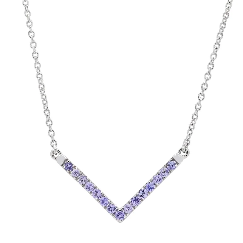 Best necklaces and pendants with oval pendants for a classic, elegant shape-Tanzanite V Necklace in 14kt White Gold