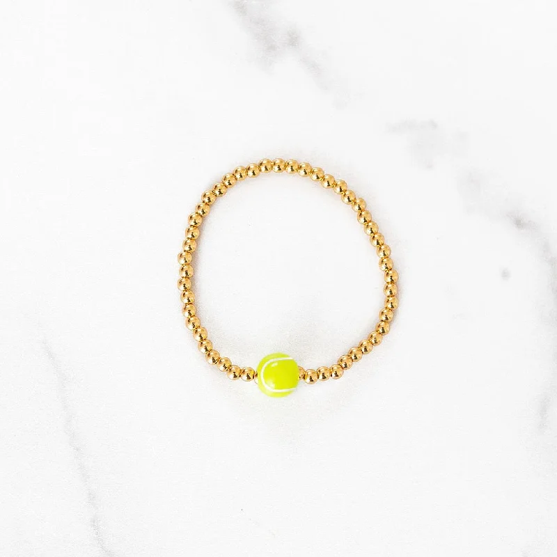 Best bangle bracelets with smooth sterling silver for a polished, refined finish-Tennis Ball | Gold Beaded Bracelet