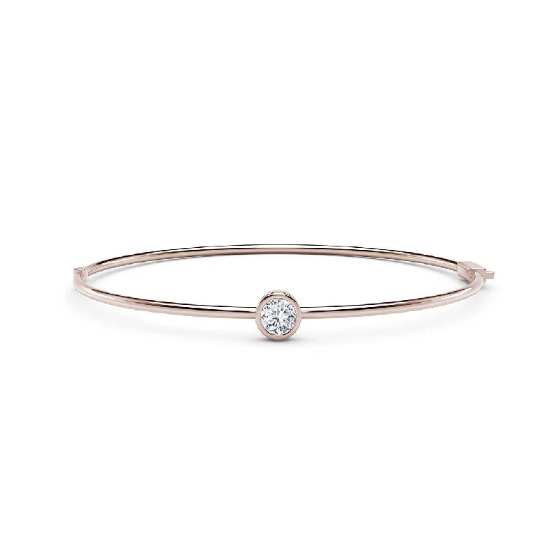 Best bangle bracelets with heart-shaped charms for a romantic and sweet touch-Round Diamond Bangle