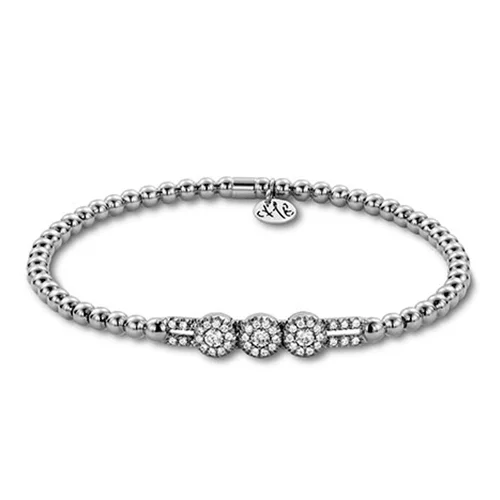 Best bangle bracelets with heart-shaped charms for a romantic and sweet touch-0.54ctw. 18K White Gold Tresore Stretch Bracelet