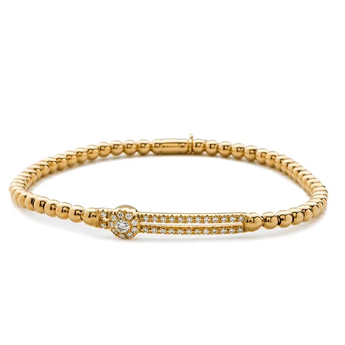 Best bangle bracelets with engraved floral patterns for a delicate and elegant design-0.25ctw, 18K Yellow Gold Tresore Stretch Bracelet