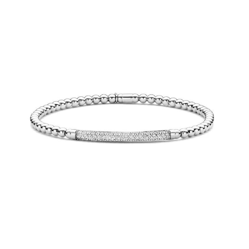 Art deco bangle bracelets with bold lines and shapes for a vintage-inspired flair-White Gold Tresore Stretch Bracelet