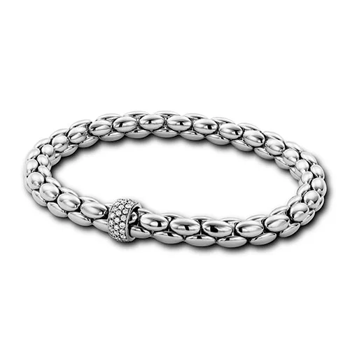 Gold bangle bracelets for women with a minimalist and sleek design-0.24ctw, 18K White Gold Tresore Stretch Bracelet