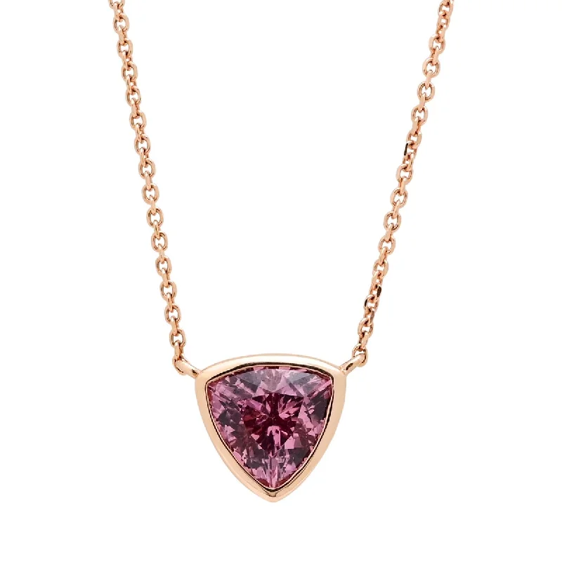 Beautiful necklaces and pendants with natural stones for an earthy, organic vibe-Parlé Trillion Cut Lotus Garnet Bezel Necklace in 14kt Rose Gold