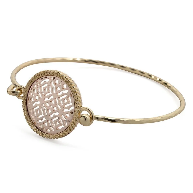 Best bangle bracelets with thin, delicate chains for an understated, sophisticated look-Two Tone Filigree Circle Bangle Gold Plated