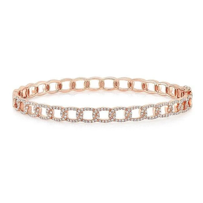 Best bangle bracelets with pearls and crystals for a glamorous and sophisticated look-Diamond Rose Gold Bangle