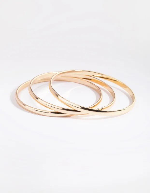 Best bangle bracelets with intricate filigree work for an artisanal, vintage vibe-Gold Bangle Pack