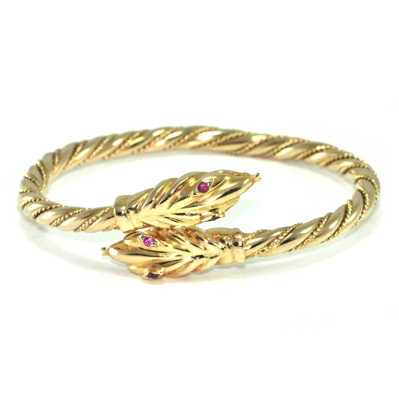 Elegant bangle bracelets with diamonds for a luxurious and sparkling accessory-Vintage 18K Yellow Gold Twisted Snake Bangle Bracelet