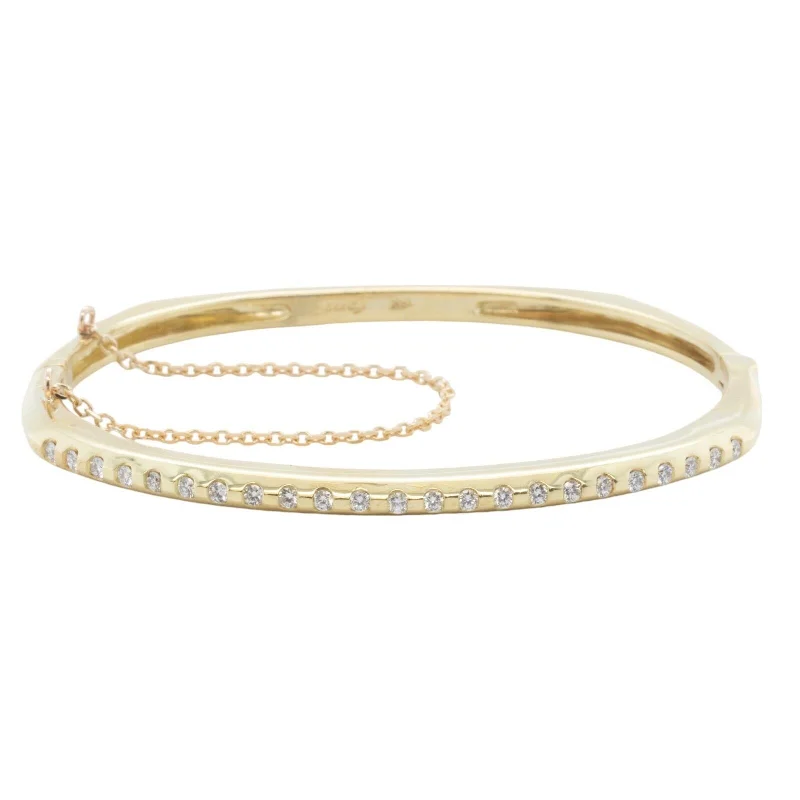 Best bangle bracelets with enamel detailing for a colorful and unique design-Vintage Fana 18k Yellow Gold Diamond Bangle Bracelet 0.50ctw G VS 25.2g 6.5"