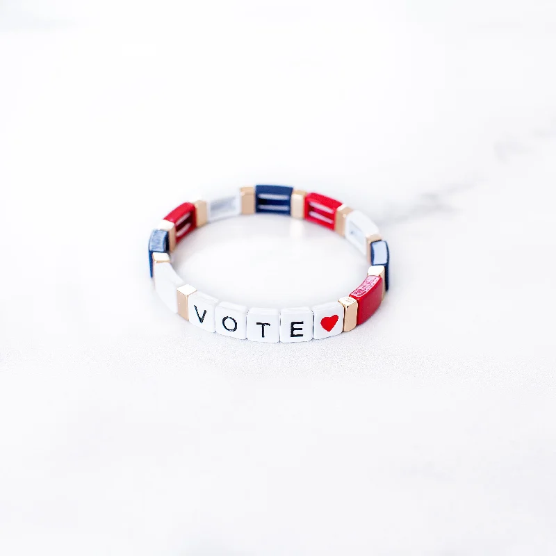 Stainless steel bangle bracelets with polished finishes for a sleek and durable design-VOTE Tile Bracelet