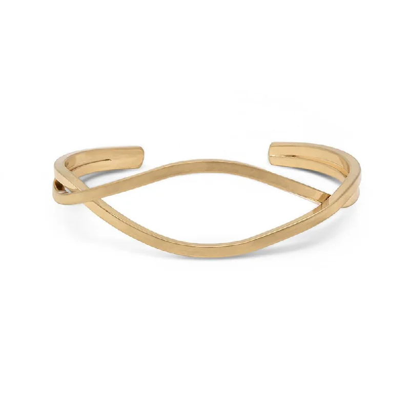 Luxury bangle bracelets with diamond accents for a sparkling, high-end accessory-Wave Bangle Antique Gold Tone