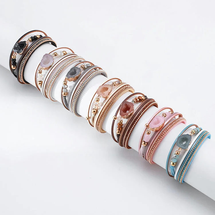 Simple bangle bracelets with open designs for a trendy and minimalist style-Wholesale Bohemian Crystal Beads Bracelet