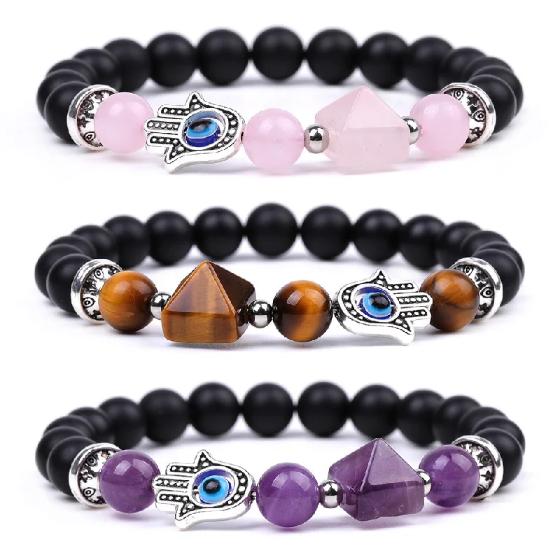 Lightweight bangle bracelets with subtle shimmer for an understated yet elegant look-Wholesale  Devil Eye Amethyst Beads Bracelet