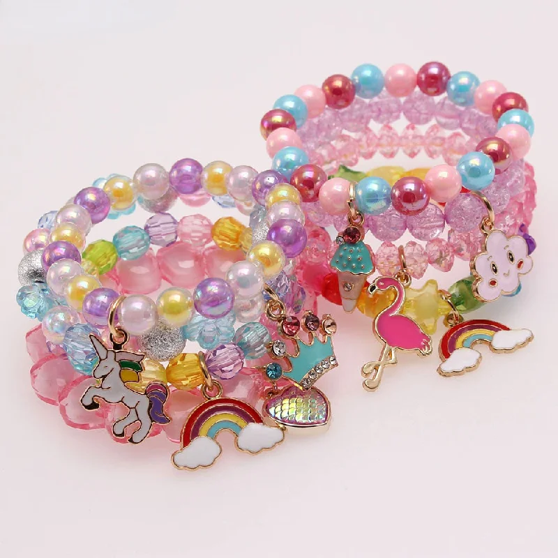 Best bangle bracelets with engraved floral patterns for a delicate and elegant design-Wholesale Rainbow Cloud Oil Drip Acrylic Beaded Bracelet