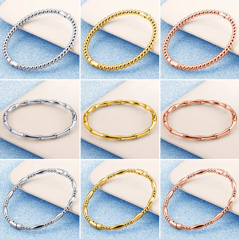 Best bangle bracelets with nature-inspired designs like leaves and flowers-Wholesale Simple and Elegant Style Gold Bamboo Solid Stainless Steel Bracelet