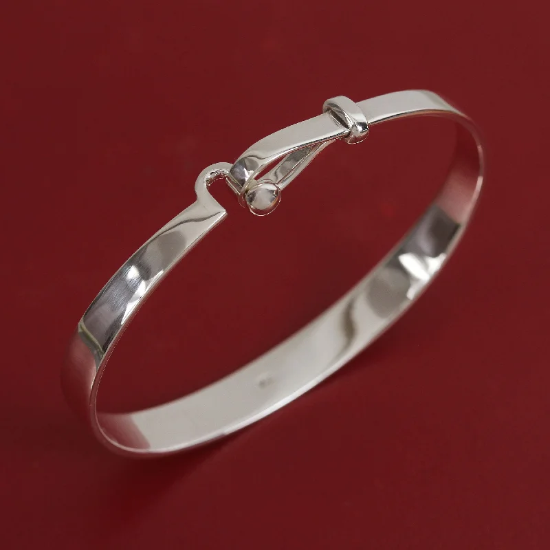 Classic bangle bracelets with clean lines for an elegant and versatile accessory-Wonderful Gleam High-Polish Taxco Sterling Silver Bangle Bracelet