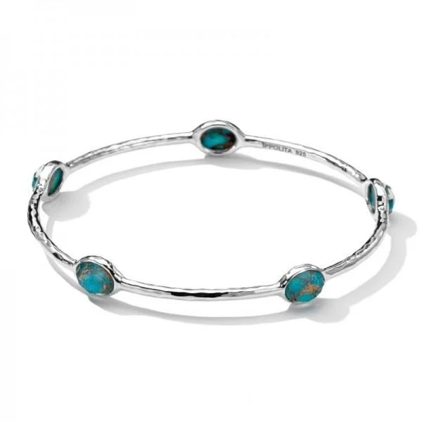 Vintage bangle bracelets with floral inlays for a romantic and retro design-IPPOLITA BANGLE IN STERLING SILVER